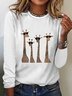 T-shirts Décontracté Printemps / Automne Cerf Quotidien Ample Manches Longues Col Rond Régulier Élasticité moyenne pour Femmes