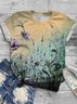 T-shirts Femmes Décontracté Floral Été Ample Jersey Régulier Droit Régulier Élasticité moyenne
