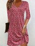 Robes Femmes Décontracté Été Petites fleurs Col V Micro-élasticité Jersey Mi-longue Demi Manche Non