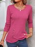 T-shirts Femmes Décontracté Plain Printemps / Automne Polyester Micro-élasticité Manches Longues Col Rond Droit Régulier