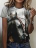 T-shirts Décontracté cheval Été Quotidien Ample Jersey Manches Courtes Col Rond Régulier pour Femmes