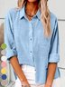 Chemises Femmes Décontracté Plain Printemps / Automne Coton Aucune élasticité Quotidien Régulier Régulier Col de Chemise