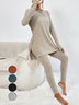 Deux Pièces Ensembles Femmes Décontracté Plain Printemps / Automne Naturel Quotidien Ample Manches Longues Col Rond Top Avec Pantalons