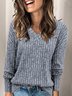 T-shirts Décontracté Plain Printemps / Automne Tricoté Manches Longues Régulier Droit Régulier Non pour Femmes