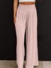 Pantalons Décontracté Plain Printemps / Automne Coton Naturel Ample Taille Élastique Long Droit pour Femmes