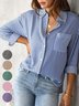 Chemises Femmes Rayé Décontracté Printemps / Automne Aucune élasticité Quotidien Manches Longues Mi-long Régulier Col de Chemise