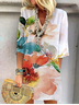 Robes Décontracté Floral Printemps / Automne Polyester Quotidien Mi-longue Manches trois quarts Droit Non pour Femmes