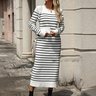 Robes Pulls Rayé Décontracté Automne Poids lourd Micro-élasticité Ample Manches Longues Col Rond Fil/fil de laine pour Femmes
