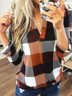 Chemisiers1 Femmes Décontracté Printemps / Automne Plaid Micro-élasticité Quotidien Ample Manches Longues Droit Régulier