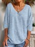 T-shirts Rayé Décontracté Printemps / Automne Imprimé Léger Aucune élasticité Ample Jersey Manches Longues pour Femmes