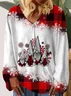 T-shirts Décontracté Printemps / Automne Bonhomme de Neige de Noël Col V Léger Aucune élasticité Jersey Standard Régulier pour Femmes