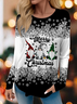 T-shirts Femmes Décontracté Printemps / Automne Flocon de Neige Aucune élasticité Ample Manches Longues Droit Régulier Non