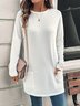Chemisiers1 Décontracté Plain Printemps / Automne Micro-élasticité Jersey Col Rond Mi-long Droit Régulier pour Femmes