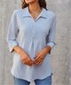 Chemisiers1 Femmes Décontracté Plain Printemps / Automne Aucune élasticité Manches Longues Col Châle Régulier Droit Régulier