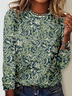 T-shirts Décontracté Floral Printemps / Automne Ample Jersey Manches Longues Régulier Élasticité moyenne ré pour Femmes