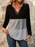 T-shirts Femmes Rayé Décontracté Printemps / Automne Polyester Col V Ample Régulier Élasticité moyenne Non
