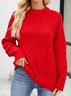 Pulls Femmes Décontracté Plain Hiver Naturel Manches Longues Col Rond Fil/fil de laine Régulier Élasticité moyenne
