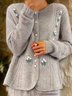 Cardigans Décontracté Floral Hiver Poids lourd Ample Manches Longues Régulier Droit Élasticité moyenne pour Femmes
