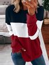 Sweat-shirts Décontracté Bloc de Couleur Printemps / Automne Polyester Ample Manches Longues Col Rond Régulier Droit pour Femmes