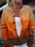 Cardigans Décontracté Contrasté Couture Hiver Tricoté Poids lourd Micro-élasticité Quotidien Manches Longues Régulier pour Femmes