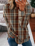 Sweat-shirts Femmes Décontracté Printemps / Automne Plaid Polyester Micro-élasticité Ample Manches Longues Col Rond Régulier