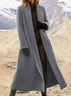 Manteaux Rétro Plain Hiver Polyester Aucune élasticité Ample Manches Longues Mi-long Régulier pour Femmes