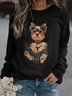 Sweat-shirts Femmes Décontracté Printemps / Automne Chien Polyester Aucune élasticité Ample Manches Longues Col Rond Régulier
