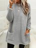 Robes Femmes Décontracté Plain Printemps / Automne Naturel Quotidien Mi-longue Manches Longues Col Rond Tissu pelucheux/polaire granuleux