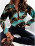 Chemises Géométrique Décontracté Printemps / Automne Polyester Léger Quotidien Coupe Régulière Manches Longues Droit pour Femmes