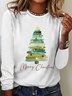 T-shirts Décontracté Printemps / Automne Sapin de Noël Quotidien Meilleure vente Manches Longues Régulier Droit Élasticité moyenne pour Femmes