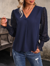 Chemisiers1 Femmes Décontracté Plain Printemps / Automne Polyester Coupe Régulière Dentelle Manches Longues Droit Régulier