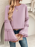 Chemisiers1 Décontracté Plain Printemps / Automne Polyester Aucune élasticité Quotidien Ample Péplum Droit pour Femmes
