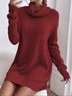Robes Femmes Décontracté Plain Printemps / Automne Quotidien Manches Longues Col Roulé Fil/fil de laine Droit Régulier