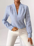 Chemisiers1 Rayé Décontracté Printemps / Automne Polyester Col V Quotidien Ample Régulier Régulier pour Femmes