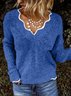 Pulls Décontracté Plain Printemps / Automne Quotidien Manches Longues Fil/fil de laine Régulier Droit Col en Forme de Cuillère pour Femmes