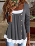 Chemisiers1 Femmes Décontracté Bloc de Couleur Printemps / Automne Quotidien Ample Jersey Manches Longues Col Rond Régulier