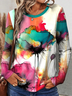T-shirts Femmes Décontracté Floral Printemps / Automne Aucune élasticité Jersey Régulier Droit Régulier Non
