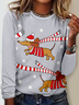T-shirts Décontracté Noël Printemps / Automne Quotidien Jersey Noël Col Rond Droit Régulier pour Femmes