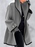 Manteaux Femmes Rétro Bloc de Couleur Hiver Naturel Aucune élasticité Quotidien Ample Mi-long Poche Couture