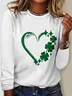 T-shirts Femmes Décontracté Printemps / Automne trèfle à quatre feuilles Micro-élasticité Quotidien Jersey Droit Régulier St.Le jour de Patrick