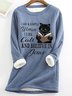 Sweat-shirts Femmes Décontracté Hiver Imprimé de Lettre Motif Polyester Aucune élasticité Quotidien Col Rond Droit en Toison