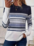 T-shirts Géométrique Décontracté Printemps / Automne Quotidien Ample Jersey Manches Longues Régulier Régulier pour Femmes