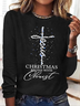 T-shirts Femmes Décontracté Printemps / Automne Noël Micro-élasticité Ample Jersey Col Rond Droit Régulier