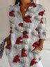 Chemises Décontracté Printemps / Automne Noël Polyester Aucune élasticité Ample Noël Droit Col de Chemise pour Femmes