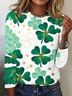 T-shirts Décontracté Floral Printemps / Automne Ample Manches Longues Col Rond Régulier Droit Régulier pour Femmes
