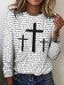 T-shirts Rétro Printemps / Automne Plaid Coton Micro-élasticité Coupe Régulière Manches Longues Trapèze Régulier pour Femmes