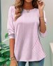 T-shirts Femmes Rayé Décontracté Printemps / Automne Quotidien Ample Manches Longues Col Rond Régulier Droit